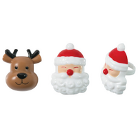 Jolly Santa And Reindeer Cupcake Rings - 6Pcs