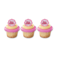 Its A Girl Cupcake Rings - Baby Shower Cupcake Decorative Rings - 10Pieces