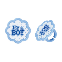 Its A Boy Cupcake Rings - Baby Shower Cupcake Decorative Rings - 10Pieces