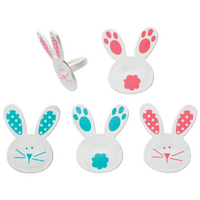 Bunny Heads Or Tails Cupcake Rings - 6 Pieces