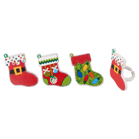 Festive Stockings Cupcake Rings - 6 Pieces