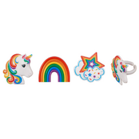 Rainbow Unicorn Assortment Cupcake Rings - 6 Piece