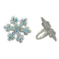 Glitter Snowflake Cupcake Rings - 6Pcs