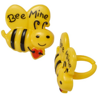 Bee Mine Cupcake Rings - 6 Pcs