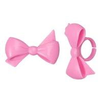 Pink Bow Cupcake Rings - 6Piece