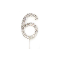 Diamante Number 6 - 5cm Rhinestone Cake Topper Birthday Aniversary