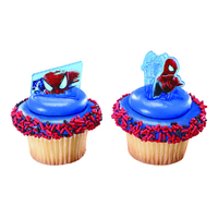 10 Pc Spiderman Cupcake Rings 