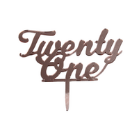 Twenty One - Acrylic Birthday Cake Topper - Rose Gold Mirror 