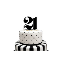 21 Number Acrylic Black Cake Topper-Anniversary/Birthday