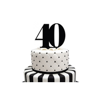 40 Number Acrylic Black Cake Topper-Anniversary/Birthday