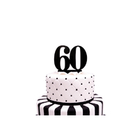 60 Number Acrylic Black Cake Topper - Anniversary Birthday 