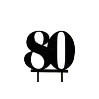 80 Number Acrylic Black Cake Topper - Anniversary Birthday 