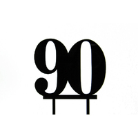 90 Number Acrylic Black Cake Topper - Anniversary Birthday 