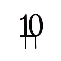 Number 10 - Black Acrylic Cake Topper