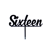 Sixteen - Acrylic Birthday Cake Topper - Black