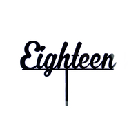 Eighteen - Acrylic Birthday Cake Topper - Black 