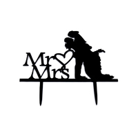 17cm High Mr And Mrs Couple - Acrylic Wedding Silhouette Cake Topper - Cake Decor 