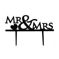 12cm High Mr And Mrs 1 - Acrylic Wedding Silhouette Cake Topper - Cake Decor - Monogram 