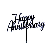 Happy Anniversary - Acrylic Cake Topper - Black