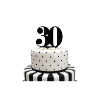 30 Number Acrylic Black Cake Topper - Anniversary Birthday 