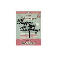 Happy Half Birthday - Black Acrylic Topper