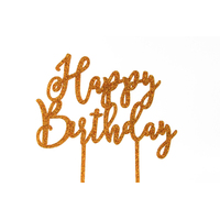 Happy Birthday - Acrylic Cake Topper - Gold Glitter 