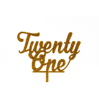 Twenty One - Acrylic Birthday Cake Topper - Gold Glitter