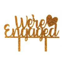 Were Engaged - Acrylic Engagement Cake Topper - Gold Glitter