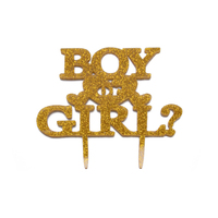 Boy Or Girl? - Acrylic Baby Shower Cake Topper - Gold Glitter 