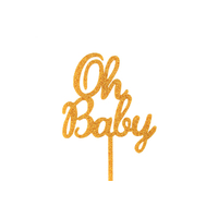 Oh Baby - Acrylic Baby Shower Cake Topper - Gold Glitter 