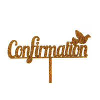 Confirmation - Acrylic Cake Topper - Gold Glitter 