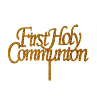 First Holy Communion - Acrylic Cake Topper - Gold Glitter 