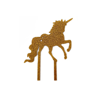 Unicorn Silhouette - Acrylic Cake Topper - Gold Glitter