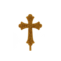 Cross - Acrylic Cake Topper - Gold Glitter 