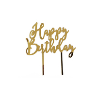 Happy Birthday - Gold Mirror Acrylic Cake Topper