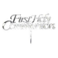 First Holy Communion - Acrylic Cake Topper - Mirror Silver 