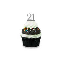 Mini Number 21 - Silver Glitter Acrylic Cake Topper - Cupcake Pick