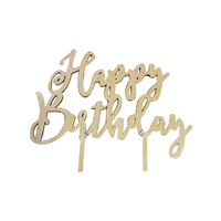 Happy Birthday Wood Look Acrylic Cake Topper