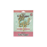 Baby Girl-  Wood Look Acrylic Cake Topper