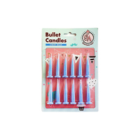 Light Blue Bullet Candles - 12Pk