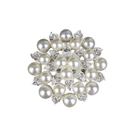 Stylish A-Grade Pearls Type 1 - Crystal Clear Rhinestone Brooch Buckle 