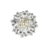 Stylish A-Grade Pearls Type 2 - Crystal Clear Rhinestone Brooch Buckle 