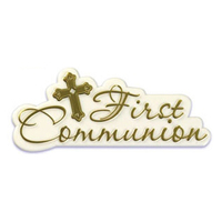 Gold First Communion Cake Topper Plaque - C-838