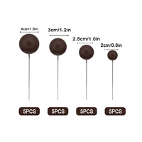 Chocolate Brown Matte Ball Toppers 20pcs