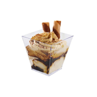 Plastic Dessert Cup Square 240ml - 10Pc