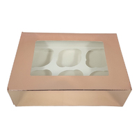 6 Holds Rose Gold Cupcake Box With White Base