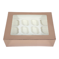 12 Holds Rose Gold Cupcake Box With White Base