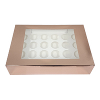 24 Holds Rose Gold Cupcake Box With White Base