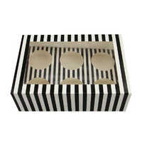 6 Holds Black & White Stripe Cupcake Box