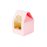 1 Single Pink Cupcake Box With White Base